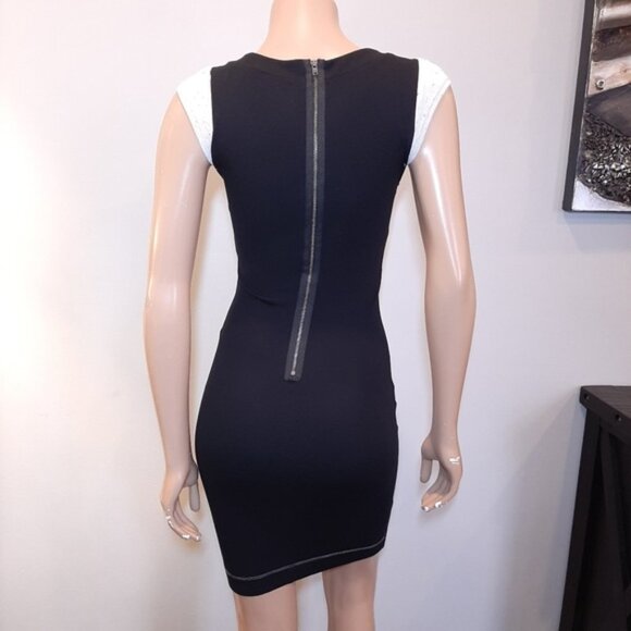 French Connection Bodycon Dress Color Block Cap Sleeve Vneck Fitted Size 0 - Picture 10 of 15